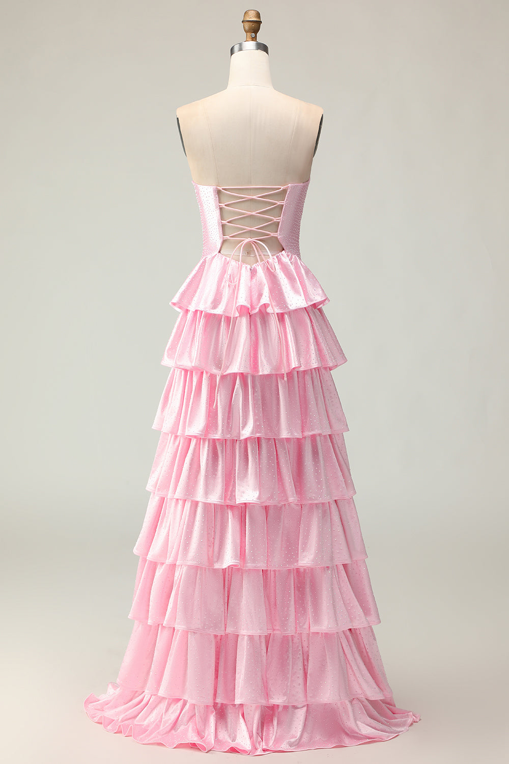 WEDTREND Women Pink Long Prom Dress with Lace Up Back A Line Beaded Sweetheart Tiered Cut Out Ruffle Party Dress with Slit WEDTREND Women Pink Long Prom Dress with Lace Up Back A Line Beaded Sweetheart Tiered Cut Out Ruffle Party Dress with Slit