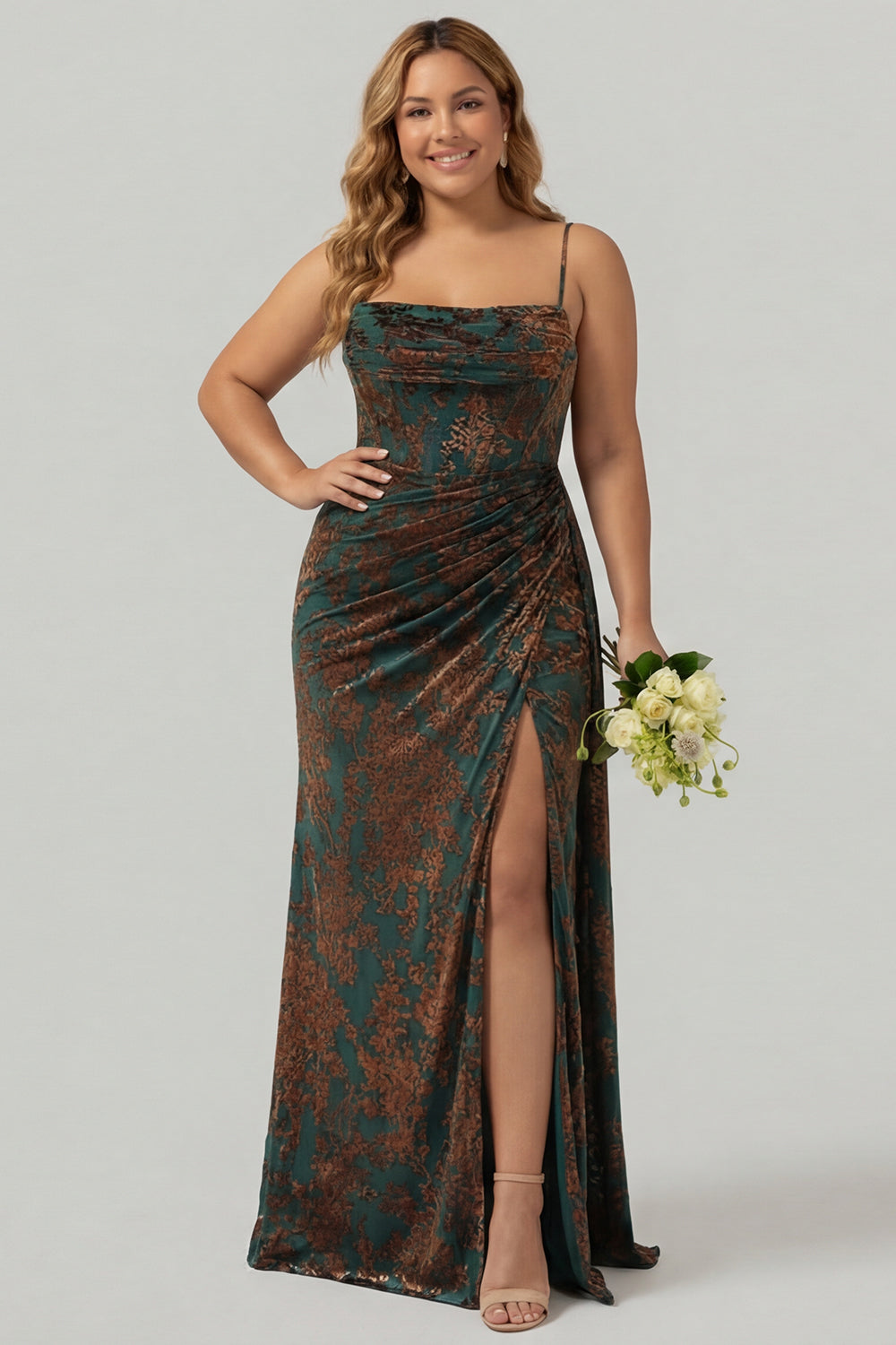 velvet floral bridesmaid dresses Real Allure Emerald Floral Burnout Velvet Strapless Maxi Dress