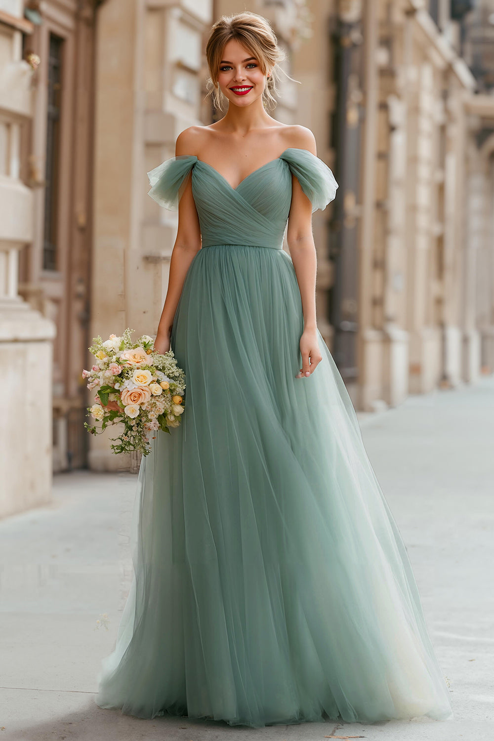 WEDTREND Women Eucalyptus Ruched Bridesmaid Dress A-Line Off The Shoulder Sleeveless Tulle Wedding Guest Dress WEDTREND Women Eucalyptus Ruched Bridesmaid Dress A-Line Off The Shoulder Sleeveless Tulle Wedding Guest Dress