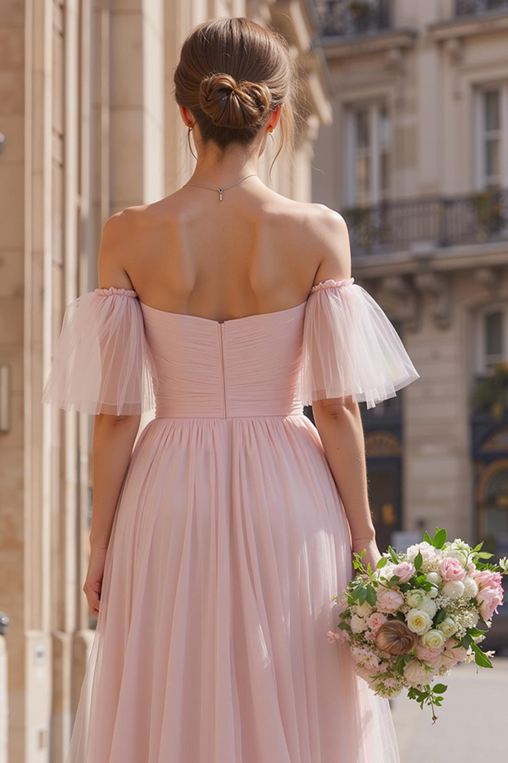 blush pink bridesmaid dresses off the shoulder Blushing Pink One Shoulder Bridesmaid Dresses