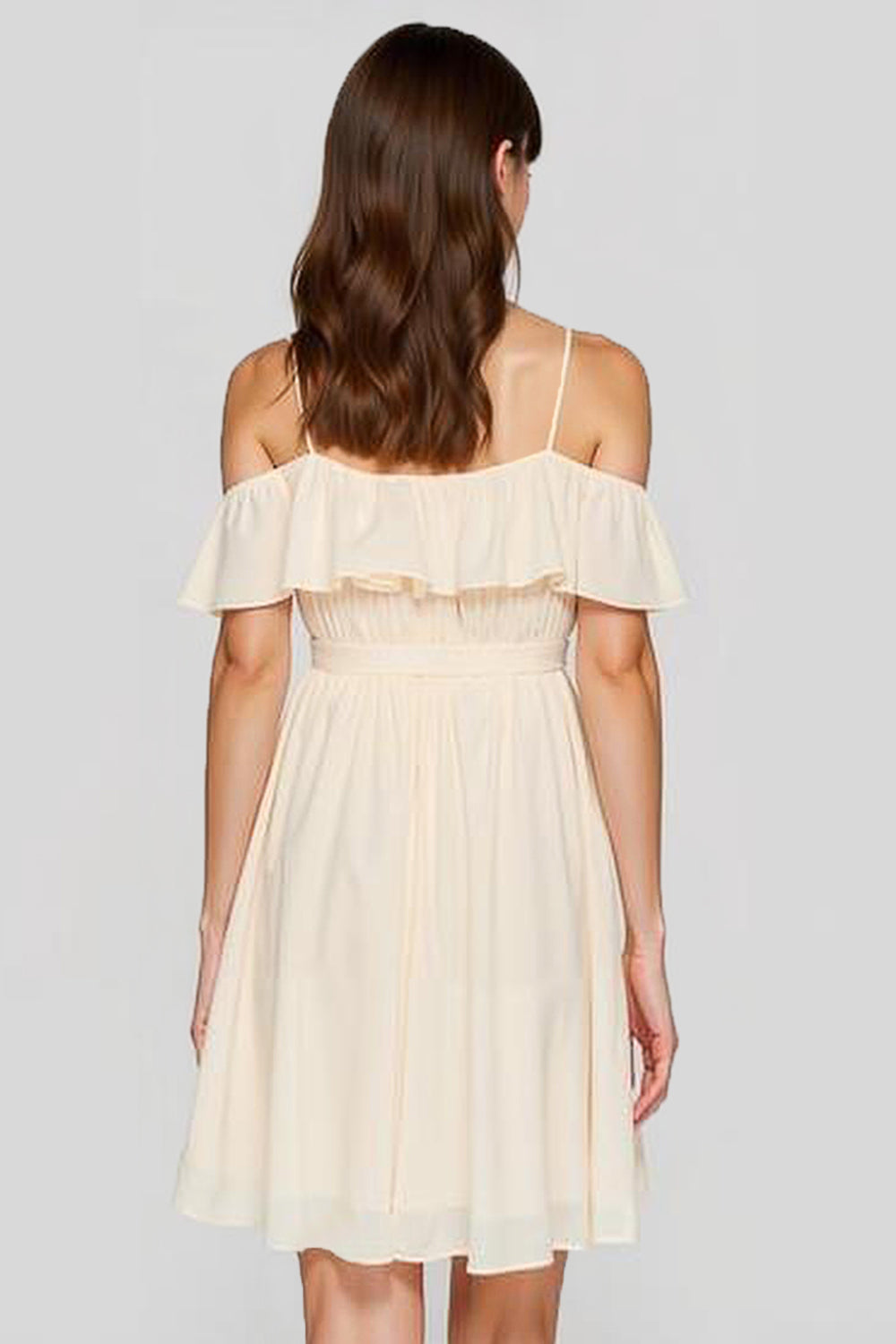 junior wedding guest dresses WEDTREND Women Apricot Short Junior Bridesmaid Dress with Ruffles A Line Cold Shoulder Chiffon Wedding Guest Dress