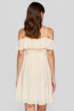 Apricot A-Line Cold Shoulder Short Junior Bridesmaid Dress with Ruffles