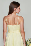 Daffodil Yellow Spaghetti Straps A-Line Short Junior Bridesmaid Dress