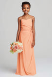 Sunset Chiffon Spaghetti Straps Long Junior Bridesmaid Dress