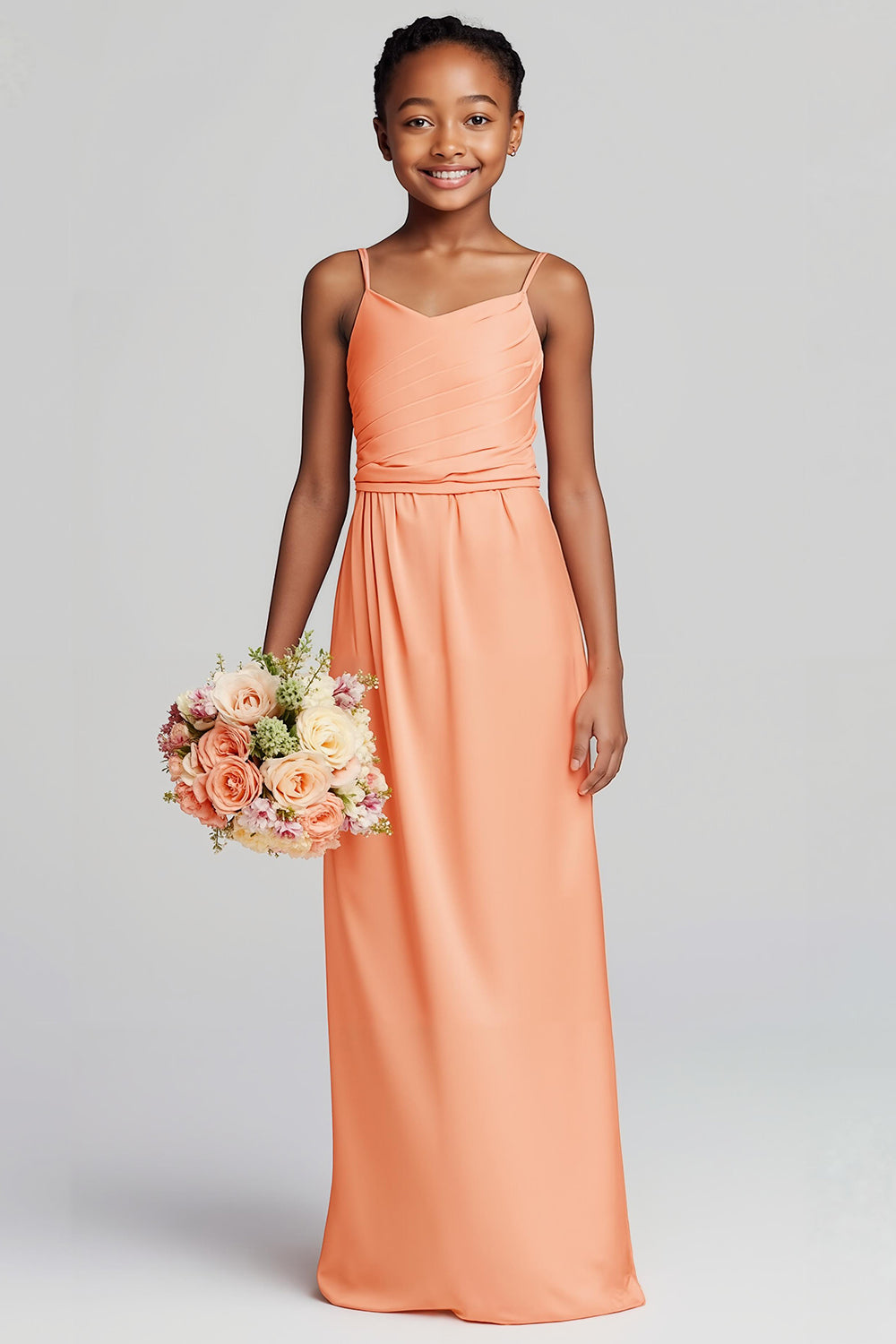 WEDTREND Women Sunset Long Junior Bridesmaid Dress Satin Spaghetti Straps Pleated Wedding Guest Dress WEDTREND Women Sunset Long Junior Bridesmaid Dress Satin Spaghetti Straps Pleated Wedding Guest Dress