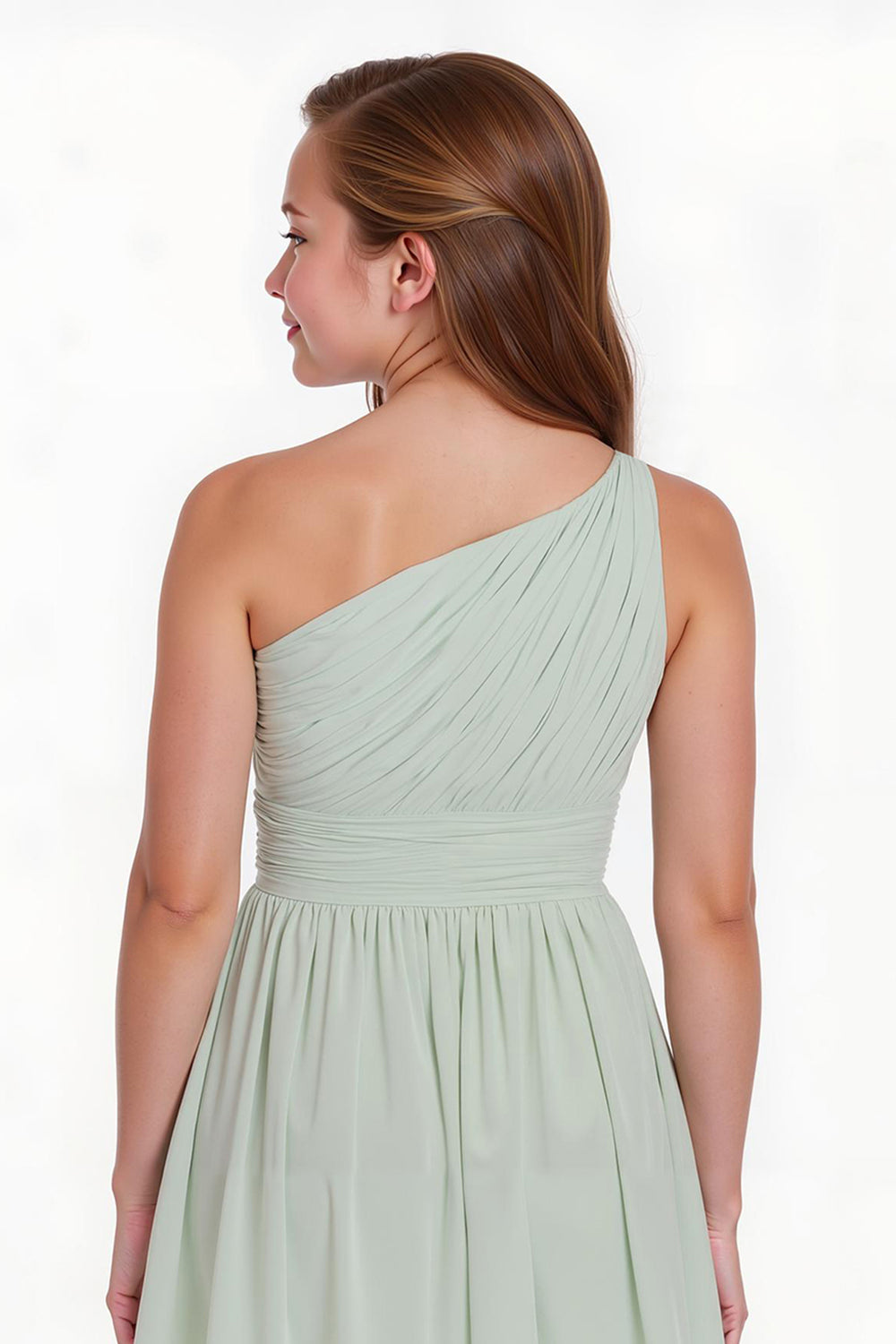 WEDTREND Women Sage Green Short Junior Bridesmaid Dress A-Line Chiffon One Shoulder Pleated Wedding Guest Dress WEDTREND Women Sage Green Short Junior Bridesmaid Dress A-Line Chiffon One Shoulder Pleated Wedding Guest Dress