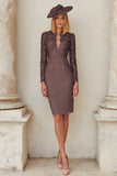 Lace Blush Pink Sheath Stretch Satin Mother of the Bride Dress