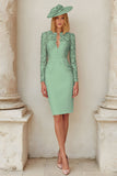 Lace Blush Pink Sheath Stretch Satin Mother of the Bride Dress