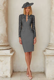 Lace Blush Pink Sheath Stretch Satin Mother of the Bride Dress