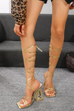 Strappy Golden Open Toe High Heel