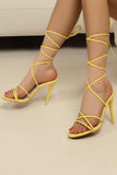 Golden Strappy Lace Up High Heel