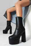 Trendy Black Platform Ankle Boots with Chunky High Block Heel