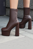 Trendy Black Platform Ankle Boots with Chunky High Block Heel