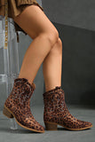 Bown Leopard Print Western Ankle Boots with Block Heel