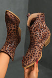 Bown Leopard Print Western Ankle Boots with Block Heel