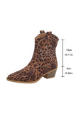 Bown Leopard Print Western Ankle Boots with Block Heel