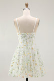 Cute A Line Beaded Green Flower Mini Homecoming Dress with Sequins