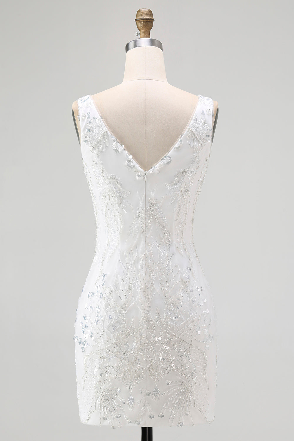 WEDTREND Women Sparkly White Homecoming Dress With Sequins V-Neck Bodycon Short Cocktail Party Dress WEDTREND Women Sparkly White Homecoming Dress With Sequins V-Neck Bodycon Short Cocktail Party Dress