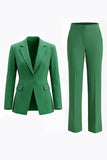 Red Notched Lapel 2 Piece Women Suits with Pockets