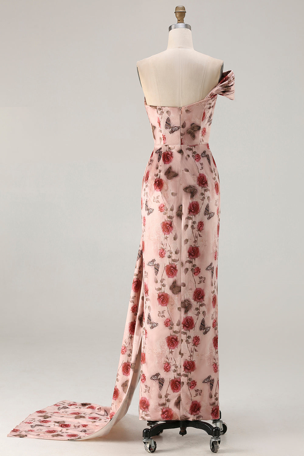 blush one shoulder prom dress Long One Shoulder Glitter Prom Dress