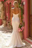 Elegant Ivory Spaghetti Straps Mermaid Wedding Dress