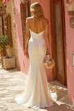 Halter Ivory Ruched Mermaid Maxi Wedding Dress