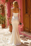 Ivory Mermaid Spaghetti Straps Maxi Wedding Dress