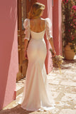 Ivory Mermaid Lace Appliqued Maxi Wedding Dress with Slit