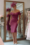 Off the Shoulder Appliqued Blush Pink Mother of Bride Dress