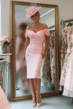Off the Shoulder Appliqued Blush Pink Mother of Bride Dress