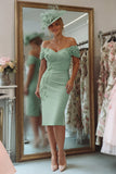 Off the Shoulder Appliqued Blush Pink Mother of Bride Dress