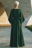 Dark Green A-Line Round Neck Chiffon Maxi Mother Of The Bride Dress
