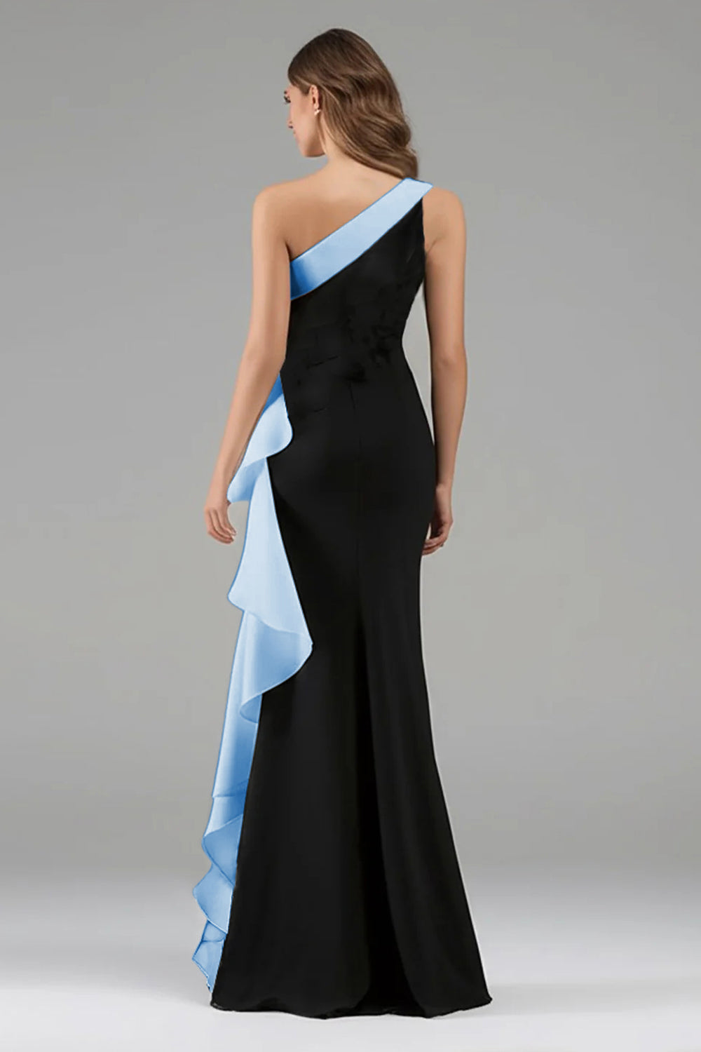 grand beauty black ruffled one shoulder mermaid maxi dress NEW Lulus Grand Beauty Black Ruffled One-Shoulder Mermaid Maxi Dress Large