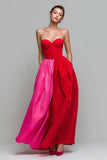 Sweetheart Red and Fuchsia Corset A-Line Long Formal Dress