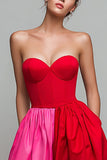 Sweetheart Red and Fuchsia Corset A-Line Long Formal Dress
