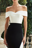 Mermaid Off The Shoulder Black and White Formal Dress