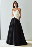 Black and White A-Line Sweetheart Long Formal Dress