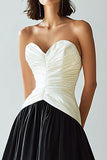 Black and White A-Line Sweetheart Long Formal Dress