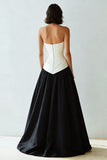Black and White A-Line Sweetheart Long Formal Dress