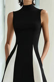Black and White A-Line High Neck Formal Dress