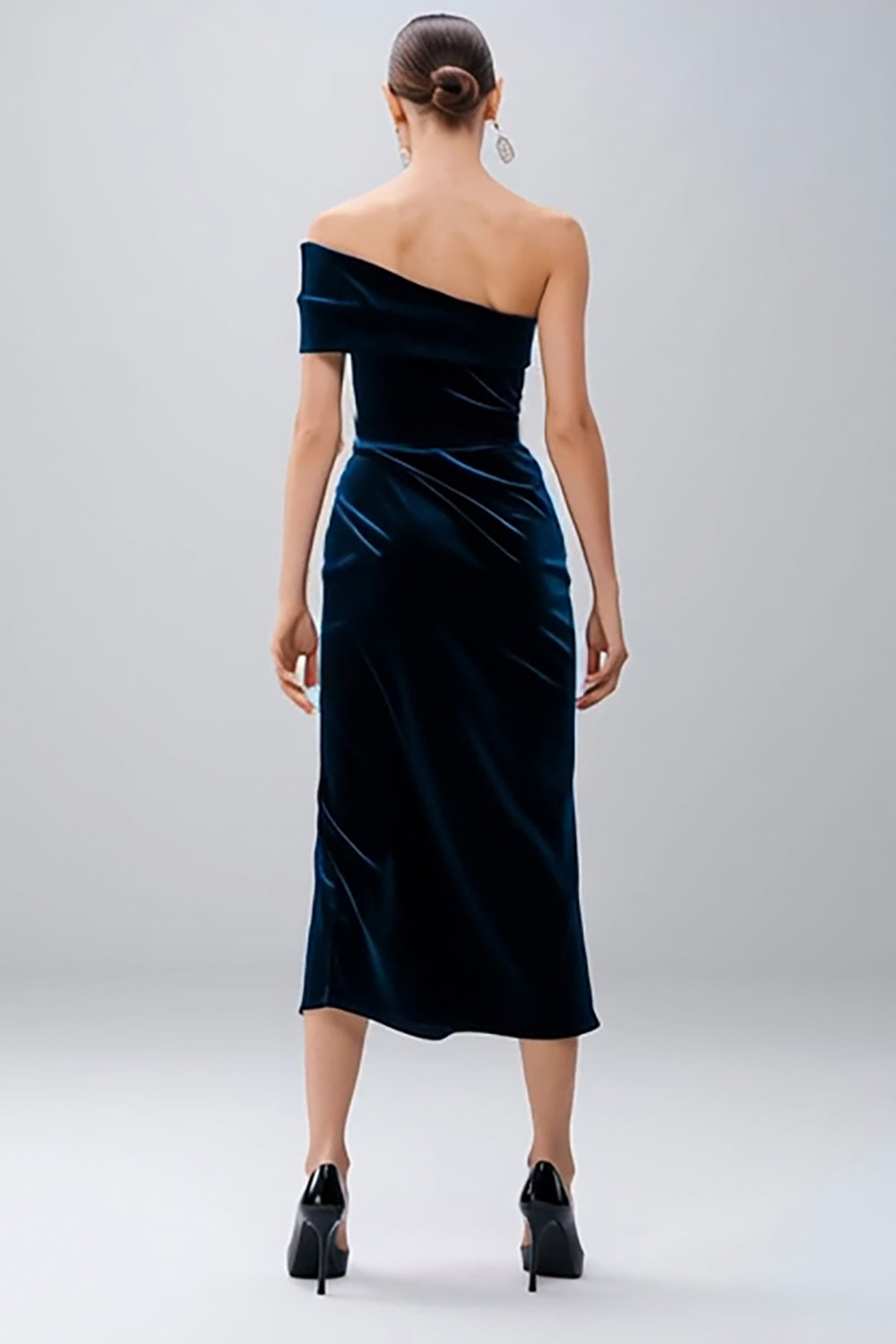navy blue semi formal dresses Navy Blue Short Two Piece Prom Dress Off Shoulder Simple Homecoming Dress for Freshman 20171202
