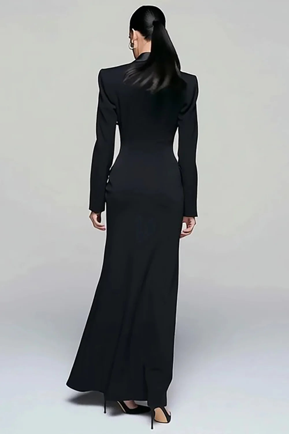 WEDTREND Women Black Work Dress Sheath Peak Lapel Double Breasted Business Dress with Slit WEDTREND Women Black Work Dress Sheath Peak Lapel Double Breasted Business Dress with Slit