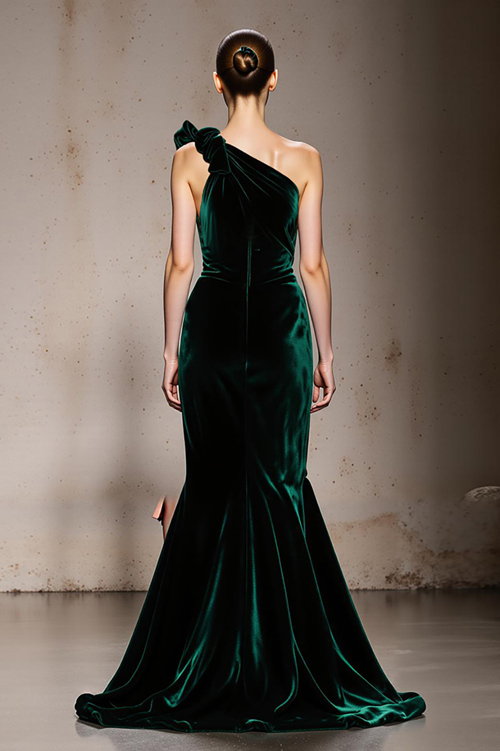 WEDTREND Women Dark Green One Shoulder Formal Dress with Slit Mermaid Velvet Holiday Party Dress WEDTREND Women Dark Green One Shoulder Formal Dress with Slit Mermaid Velvet Holiday Party Dress