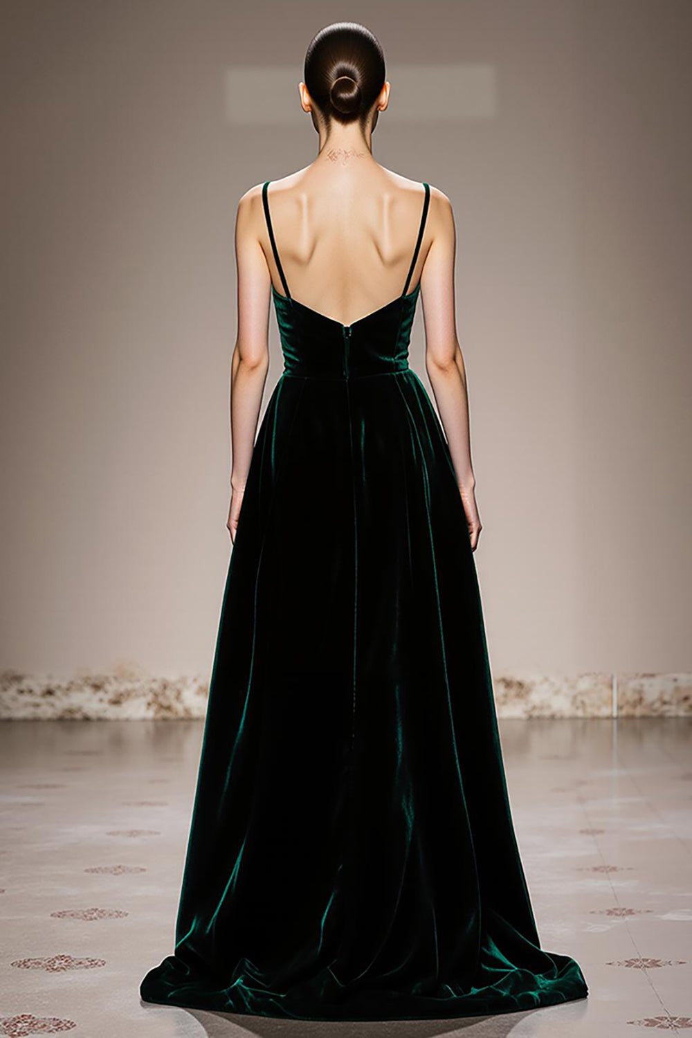 WEDTREND Women Dark Green Velvet Formal Dress with Slit A-Line Spaghetti Straps Holiday Dress WEDTREND Women Dark Green Velvet Formal Dress with Slit A-Line Spaghetti Straps Holiday Dress