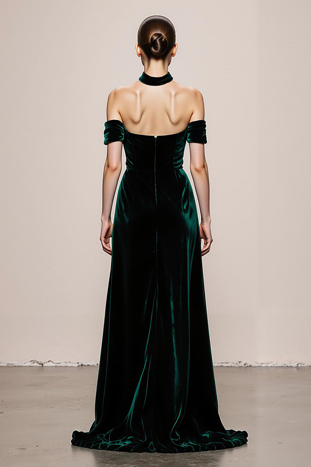green velvet halter dress Dark Green Velvet Beading Mermaid Halter Slit Prom Dresses.PD00260 AlineBridal