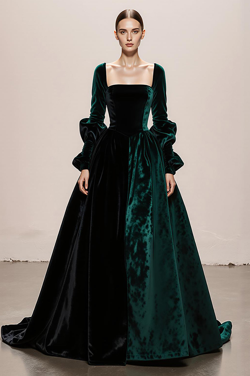WEDTREND Women Dark Green Velvet Maxi Evening Dress A-Line Long Sleeves Holiday Dress WEDTREND Women Dark Green Velvet Maxi Evening Dress A-Line Long Sleeves Holiday Dress