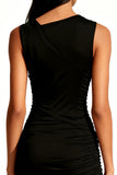 Bodycon Ruched V-Neck Little Black Dress