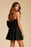 Cute A-Line Spaghetti Straps Little Black Dress with Bow