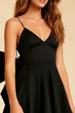 Cute A-Line Spaghetti Straps Little Black Dress with Bow