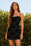 Bodycon Spaghetti Straps Little Black Dress with Bows